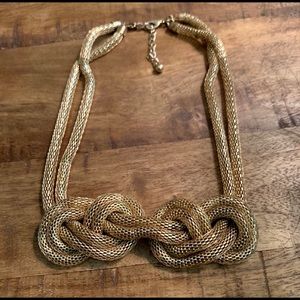 2/$10 Gold Double Knot Statement Necklace